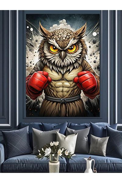 Tablomega Canvas Decorativ Bufniță Boxer - Lemn MDF