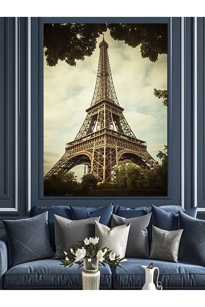 Tablomega Pânză decorativă sub Turnul Eiffel - Pictură din lemn MDF