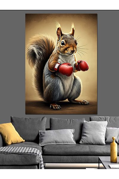 Tablomega Boxer Squirrel Decorative Canvas - Mdf Wooden Painting