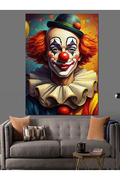 Tablomega Clown Face Decorative Canvas - Mdf Wooden Painting