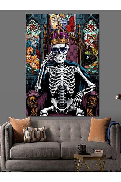 Tablomega Skeleton Throne Decorative Canvas - Mdf Wooden Table