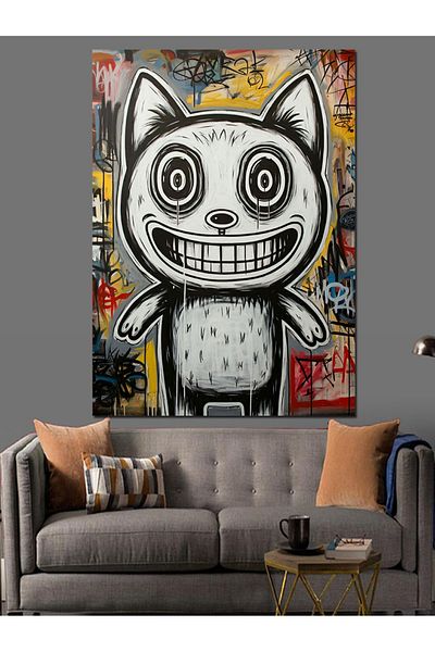 Tablomega Cartoon Cat Decorative Canvas - Mdf Wooden Painting