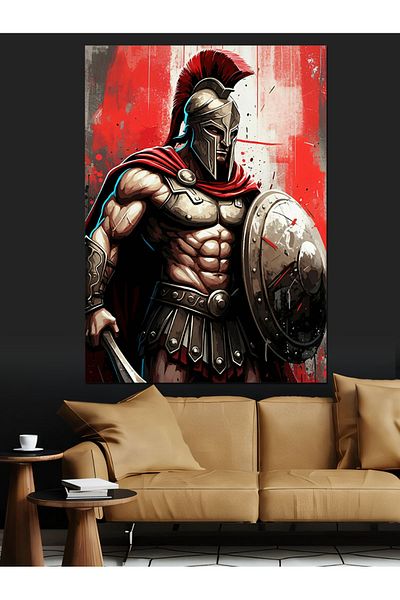 Tablomega Spartan Warrior Decorative Canvas - Mdf Wooden Painting