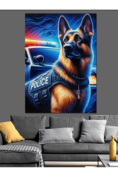 Tablomega Police Dog Decorative Canvas - Mdf Wooden Painting