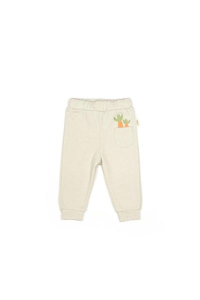 Magu Unisex Children's Cotton Ecru Rabbit and Carrot Patterned 2-Piece Sweatpants