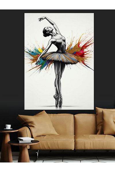 Tablomega Colorful Ballerina Decorative Canvas - Mdf Wooden Painting