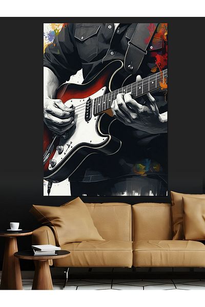 Tablomega Guitar Playing Decorative Canvas - Mdf Wooden Painting