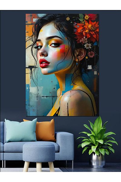 Tablomega Artistic Woman Face Decorative Canvas - Mdf Wooden Painting
