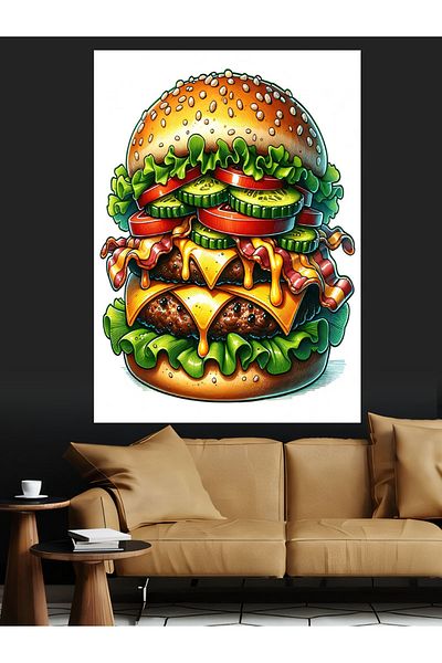 Tablomega Pânză decorativă Giant Hamburger - Lemn MDF