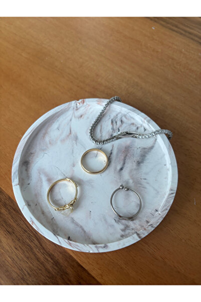 Atelier Rainy Dekoratif Yuvarlak Sunumluk Saksı ve Takı Tabağı 10 cm - Karışı...