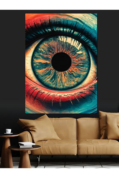 Tablomega Colorful Eye Decorative Canvas - Mdf Wooden Painting