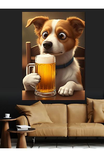 Tablomega Dog Decorative Canvas - Mdf Wood Table