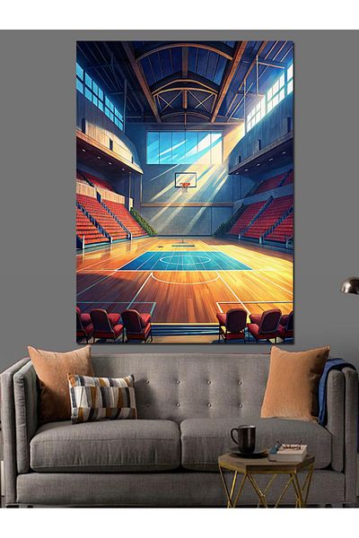 Tablomega Basketball Court Decorative Canvas - Mdf Wooden Table