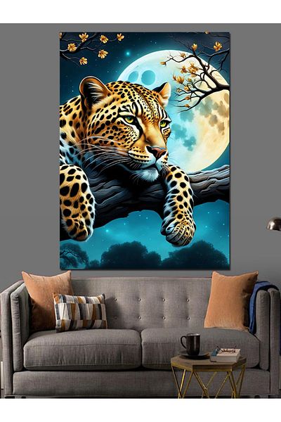 Tablomega Luna Tigru Pânză Decorativă - Lemn MDF Tablou