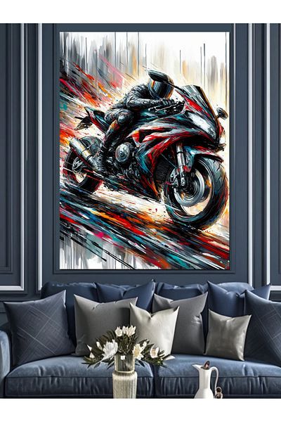 Tablomega Fast Motorcycle Racer Διακοσμητικός Καμβάς - Ξύλινος Πίνακας MDF