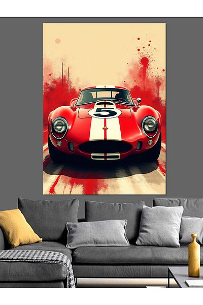 Tablomega Red Race Car Decorative Canvas - Mdf Wooden Painting