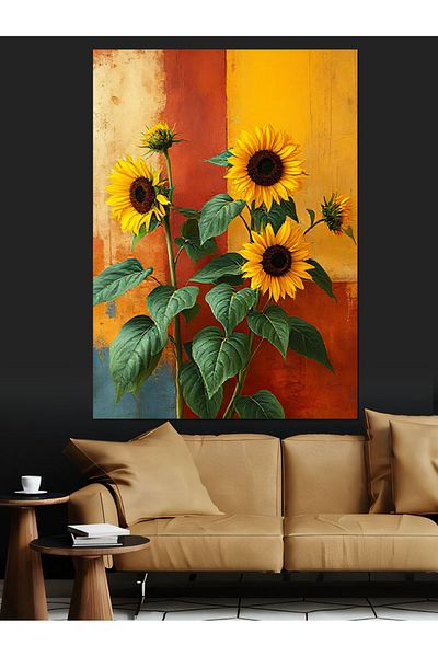 Tablomega Yellow Sunflower Bouquet Decorative Canvas - Mdf Wooden Painting