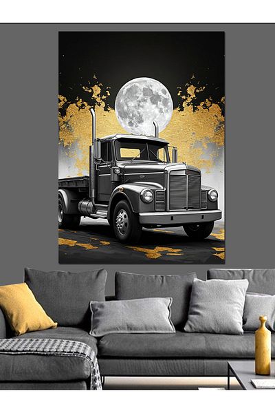 Tablomega Truck Decorative Canvas under Moonlight - Mdf Wooden Painting