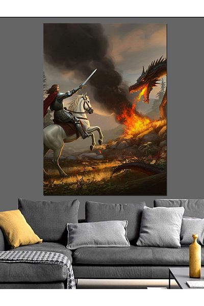Tablomega Pânză decorativă Dragon Warrior - Lemn MDF
