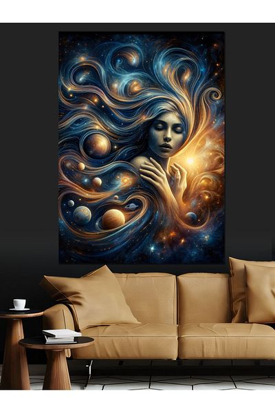 Tablomega Abstract Art Decorative Canvas with Female Figure - Mdf Wooden Painting
