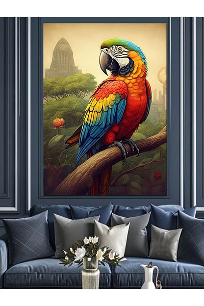 Tablomega Pânză Decorativă Papagal - Lemn MDF