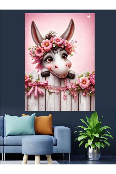Tablomega Pânză decorativă iepure coroană de flori - Lemn MDF