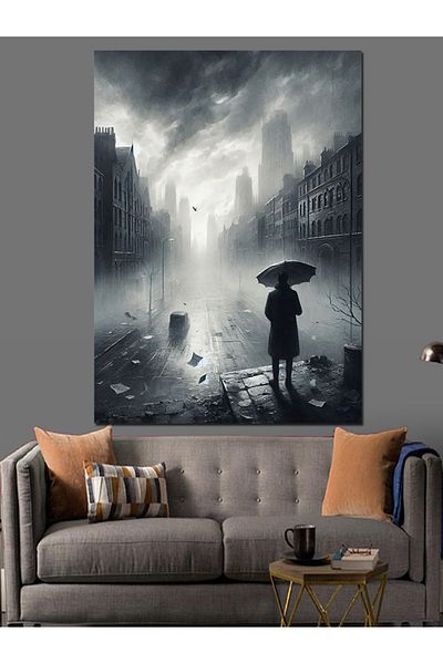 Tablomega Rainy City Streets Decorative Canvas - Mdf Wooden Painting