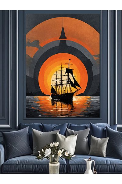 Tablomega Pânză decorativă Sunset Sailing - Lemn MDF