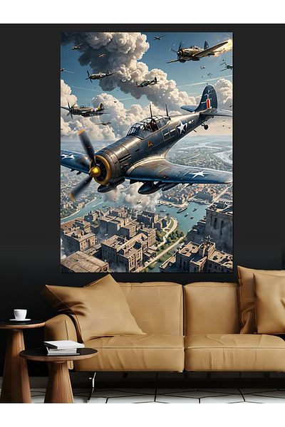 Tablomega Canvas Decorativ Avion de Luptă - Lemn MDF