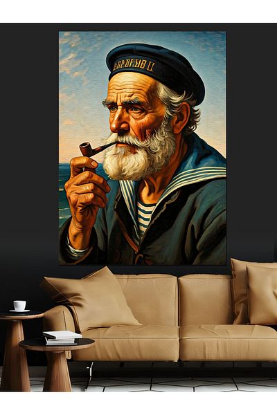 Tablomega Pipe Smoker Sailor Decorative Canvas - Mdf Wooden Painting