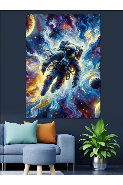 Tablomega Pânză decorativă Astronaut în galaxie - Lemn MDF