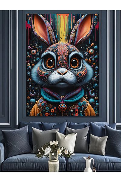 Tablomega Pânză decorativă iepure colorat - Lemn MDF