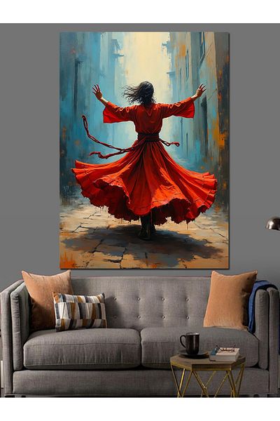 Tablomega Red Dress Decorative Canvas - Mdf Wooden Painting