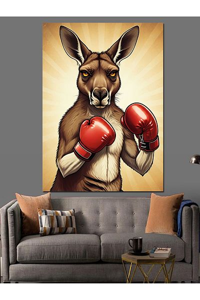 Tablomega Boxer Kangaroo Decorative Canvas - Mdf Wooden Painting