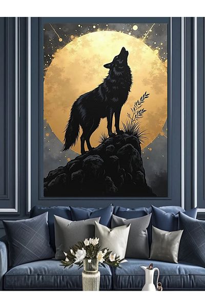 Tablomega Wolf Howl Decorative Canvas - Mdf Wooden Painting