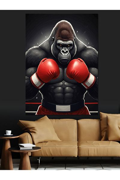Tablomega Boxer Gorilla Decorative Canvas - Mdf Wooden Painting
