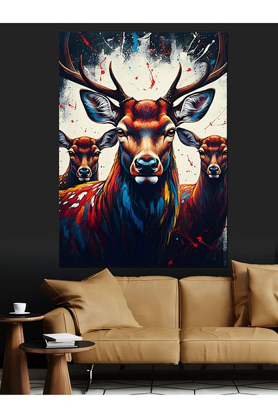 Tablomega Pânză decorativă cerb colorat - Lemn MDF