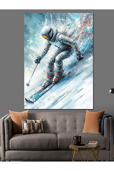 Tablomega Snow Skier Decorative Canvas - Mdf Wooden Painting