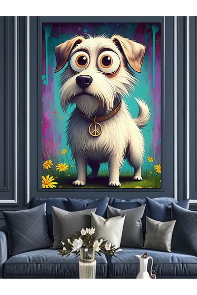 Tablomega Cute Dog Decorative Canvas - Mdf Wooden Painting