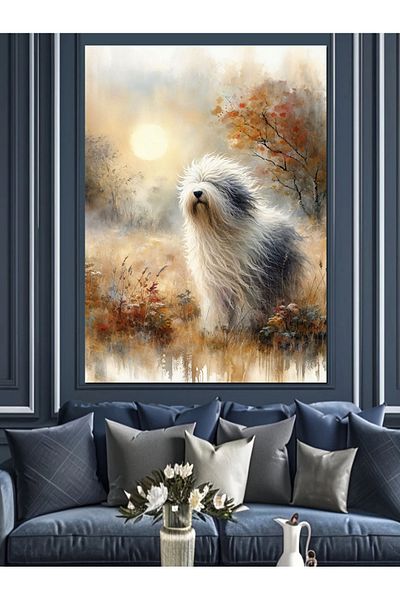 Tablomega White Dog Decorative Canvas - Mdf Wooden Painting