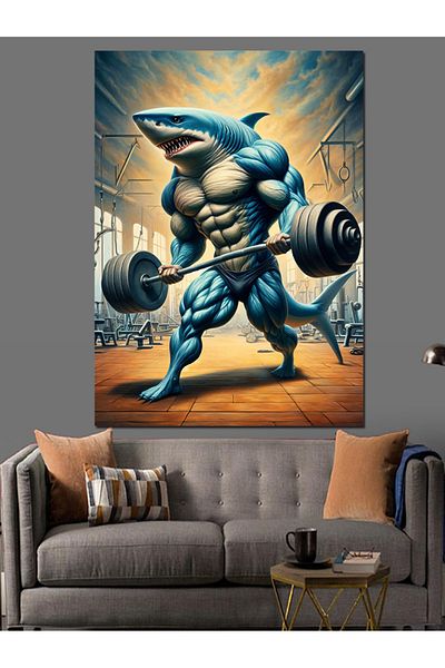 Tablomega Weight Lifting Shark Decorative Canvas - Mdf Wood Art Print
