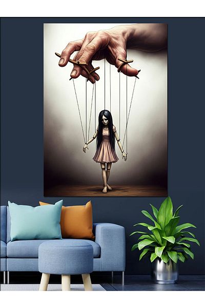 Tablomega Puppet Girl Decorative Canvas - Mdf Wooden Painting