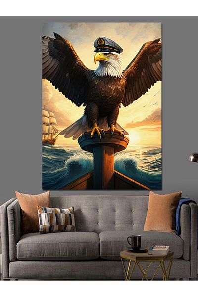 Tablomega Helmsman Eagle Decorative Canvas - Mdf Wooden Painting
