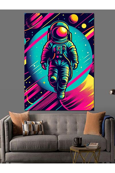 Tablomega Pânză Decorativă Neon Night Astronaut - Lemn MDF