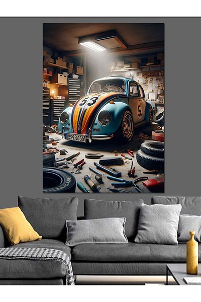 Tablomega Repair Shop Vosvos Decorative Canvas - Mdf Wooden Painting