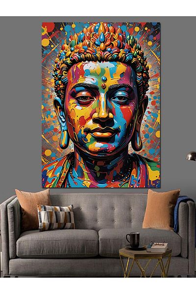 Tablomega Colorful Buddha Decorative Canvas - Mdf Wooden Painting