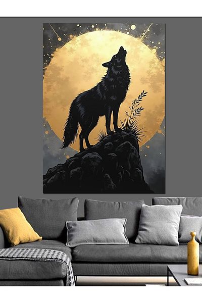 Tablomega Wolf Howl Decorative Canvas - Mdf Wooden Painting