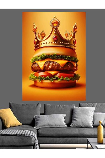 Tablomega Pânză decorativă Burger Crown - Lemn MDF