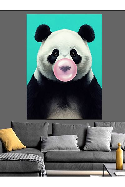 Tablomega Chewing Gum Panda Decorative Canvas - Mdf Wooden Painting