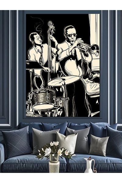 Tablomega Jazz Orchestra Decorative Canvas - Mdf Wooden Painting